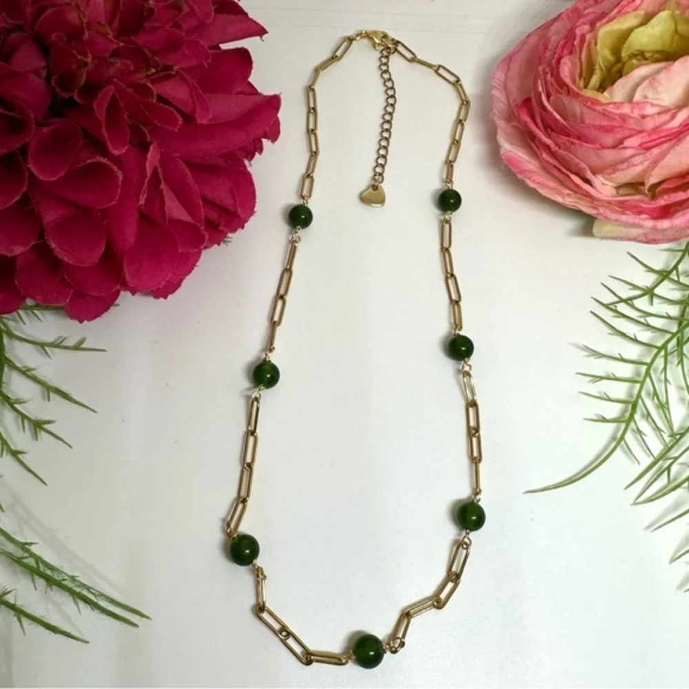 NEW⚜️Jade & Chain Beaded Gemstone Necklace